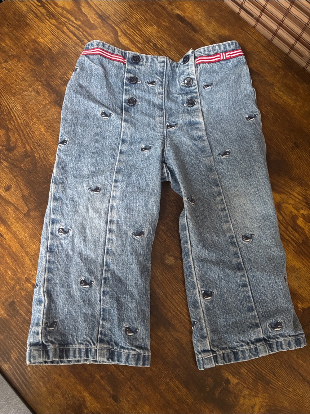Toddler Whale-Embroidered Denim Jeans with Stripe Waist - Picture 13 of 14